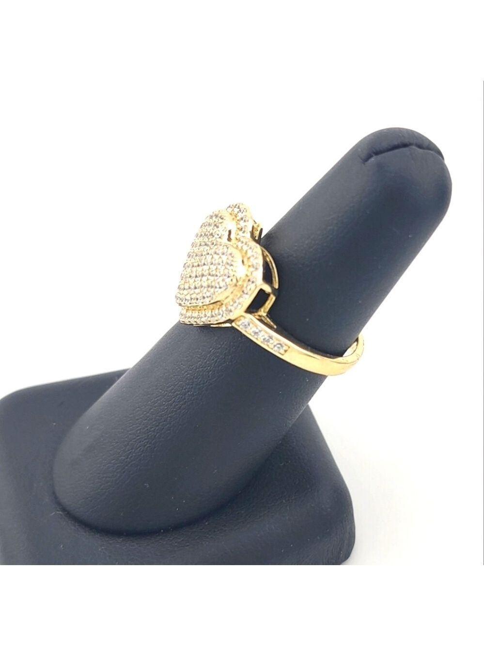 Heart Pave Ring Silver 925 dipped in Gold